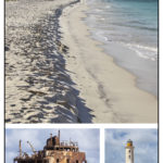 Strand von Klein Curacao mit Wrack und Leuchtturm. Bild, vom Tauchreiseführer Curacao